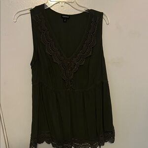 Torrid Dark Green Sleeveless Lace Blouse